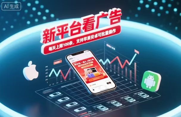 新台看广告,养好机一条5毛到5块,单机日入30到100,支持苹果安卓,可批量操作。-青心网创站