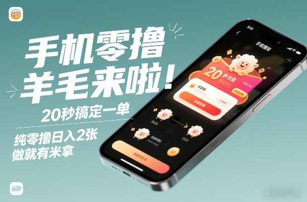 手机零撸薅羊毛来啦!20秒搞定一单,纯零撸日入2张,做就有米拿【揭秘】青心网创青心网创站