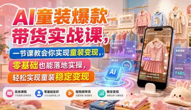 AI童装爆款带货实战课，一节课教会你实现童装变现，零基础也能落地实操|青心网创站