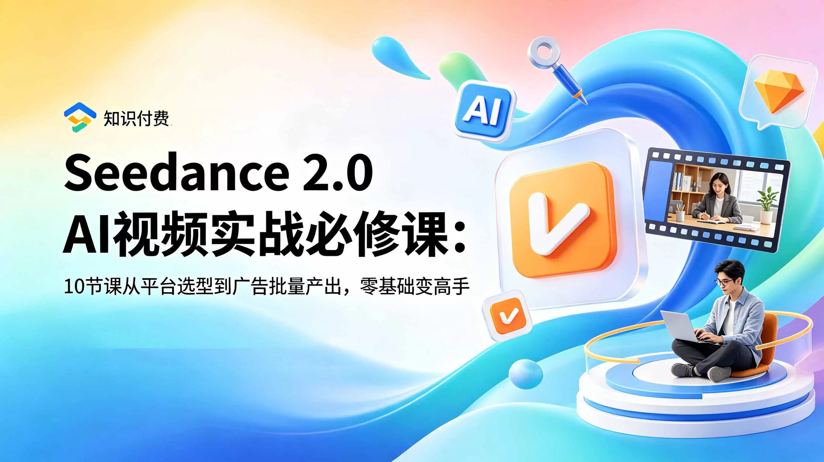 Seedance 2.0 AI视频实战必修课：10节课从平台选型到广告批量产出，零基础变高手|青心网创站