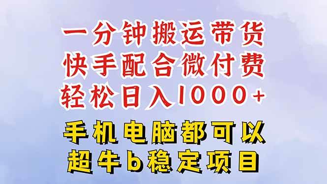 （16285期）快手黑科技一分钟搬运带货，一刀不剪过原创，微付费投流玩法，轻松日入…-青心网创站