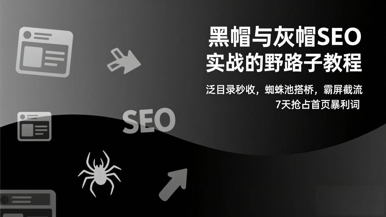 （17125期）黑帽与灰帽SEO实战的野路子教程：泛目录秒收，蜘蛛池搭桥，霸屏截流，7天抢占首页暴利词青心网创青心网创站