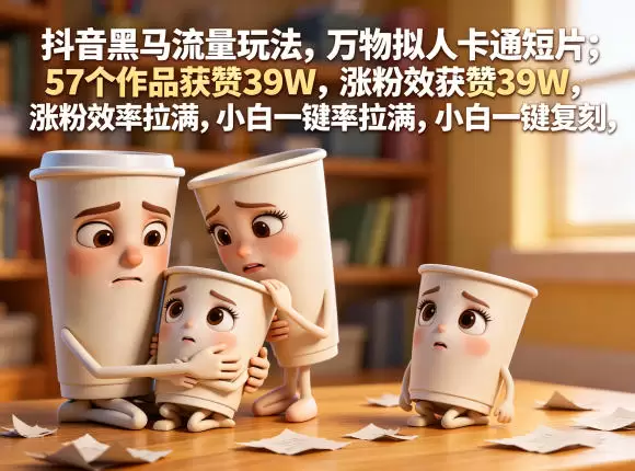 抖音黑马流量玩法，万物拟人卡通短片，57个作品获赞39W，涨粉效率拉满，小白一键复刻，保姆级拆解|青心网创站