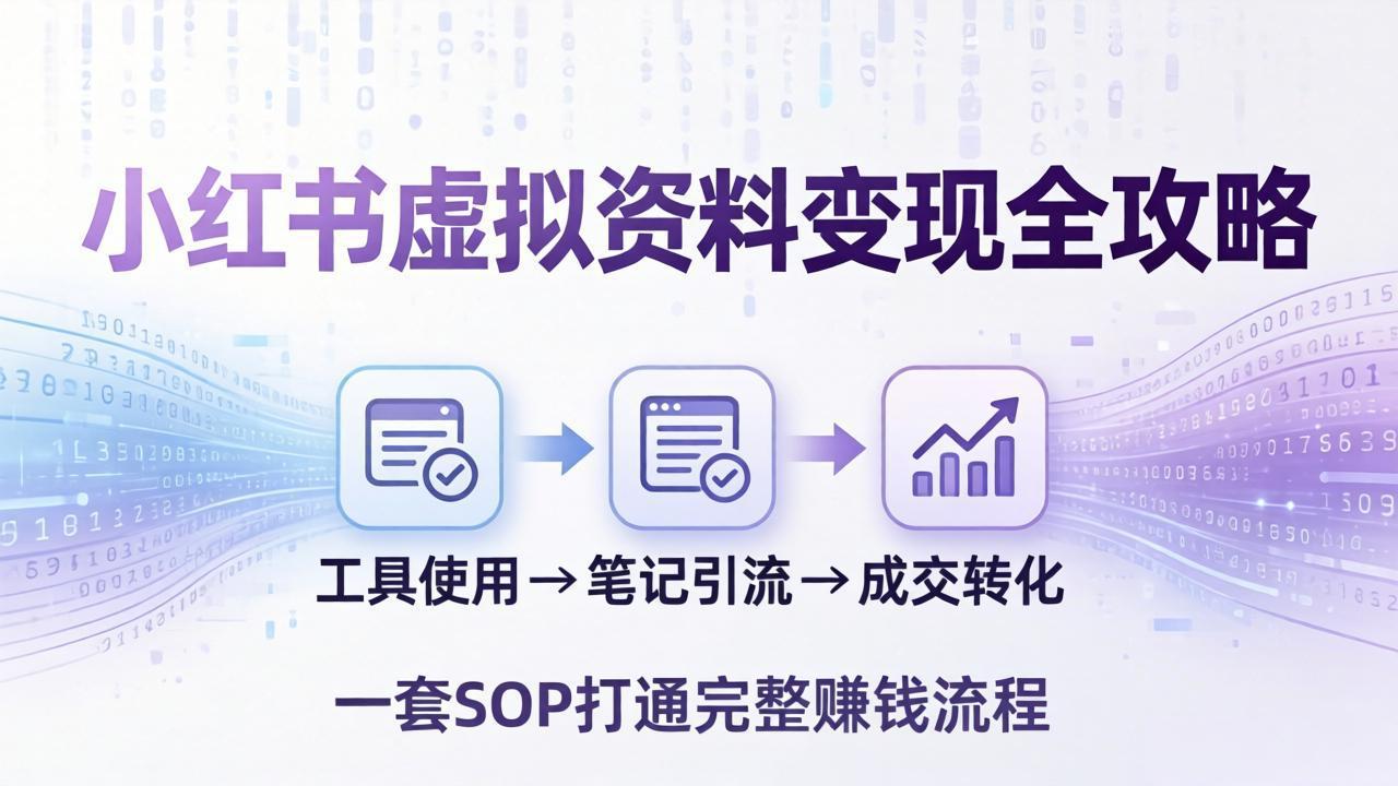 小红书虚拟资料变现全攻略：从工具使用到笔记引流成交，一套 SOP 打通完整赚钱流程|青心网创站