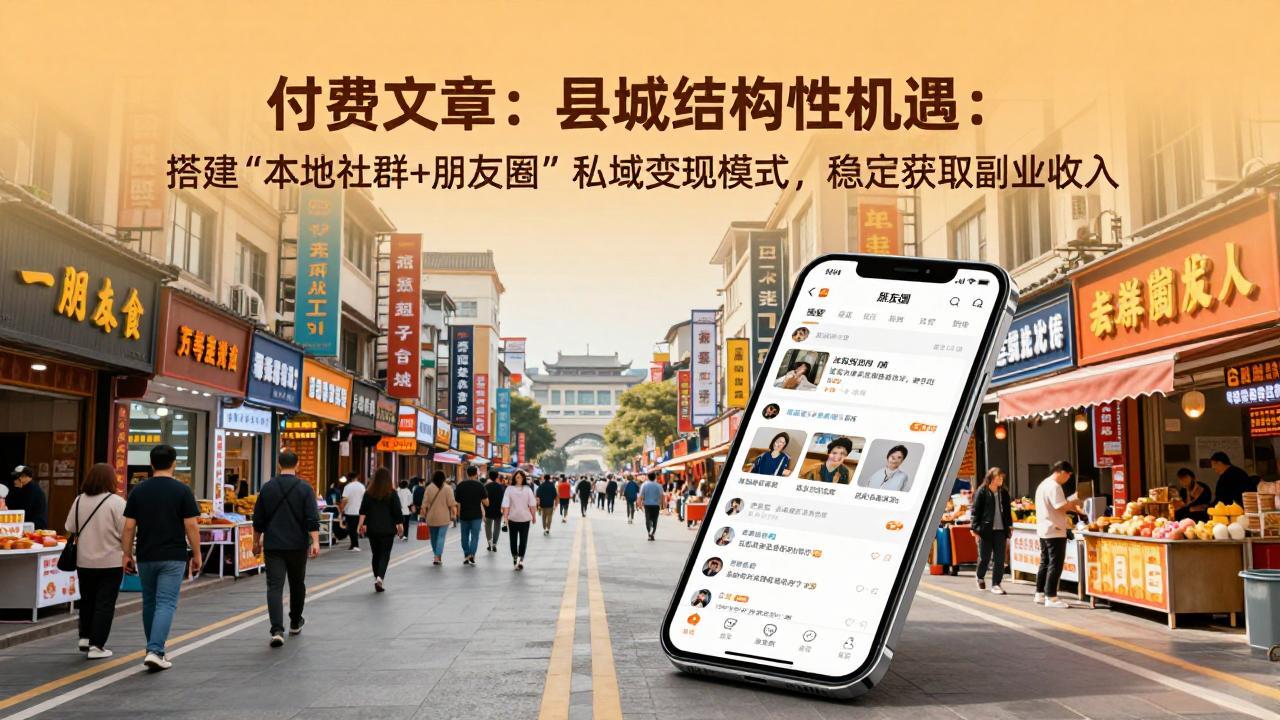 付费文章:县城结构性机遇:搭建“本地社群+朋友圈”私域变现模式,稳定获取副业收入青心网创青心网创站