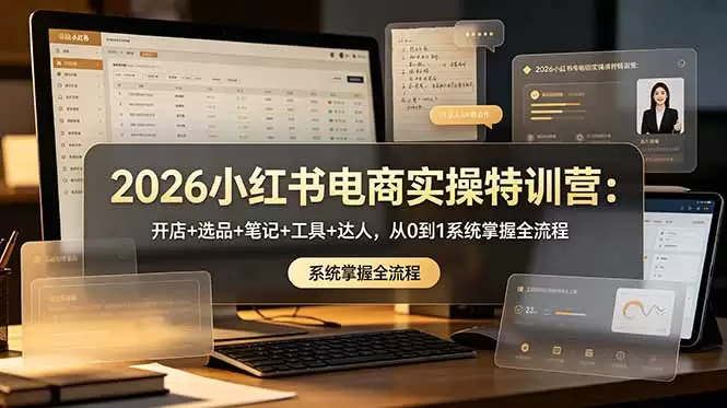 2026小红书电商实操特训营：开店+选品+笔记+工具+达人，从0到1系统掌握全流程|青心网创站