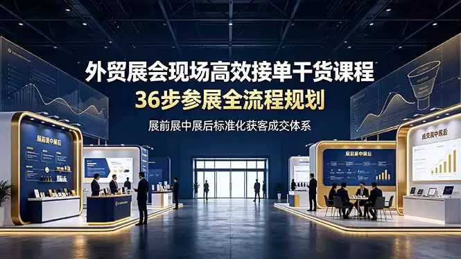 外贸展会现场高效接单干货课程，36步参展全流程规划，展前展中展后标准化获客成交体系|青心网创站