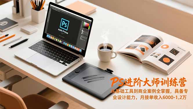 PS进阶大师训练营，从基础工具到商业案例全掌握，具备专业设计能力，月接单收入6000-1.2万-青心网创站