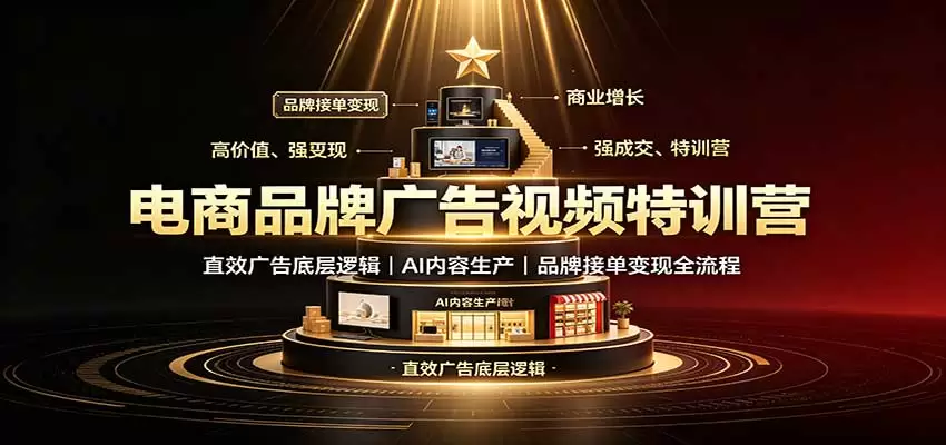 电商品牌广告视频特训：直效广告底层逻辑，AI内容生产，品牌接单变现全流程|青心资源站