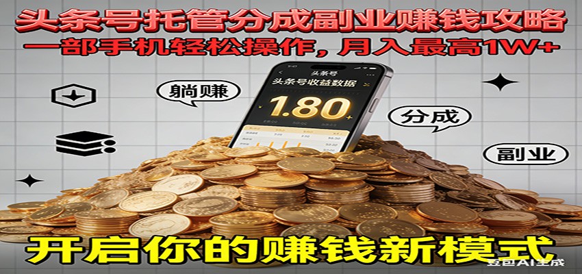 全程托管今日头条,一部手机就可以开干,最高躺赚1W+-青心网创站