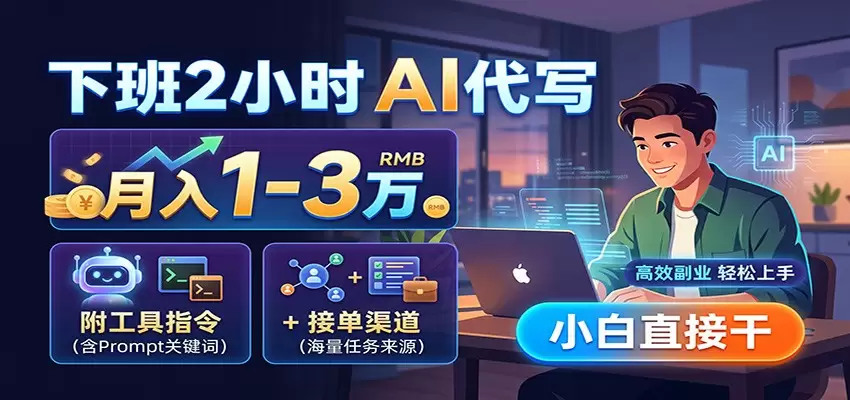 下班2小时AI代写，月入1-3万，附工具指令+接单渠道，小白直接干 - 青心资源站