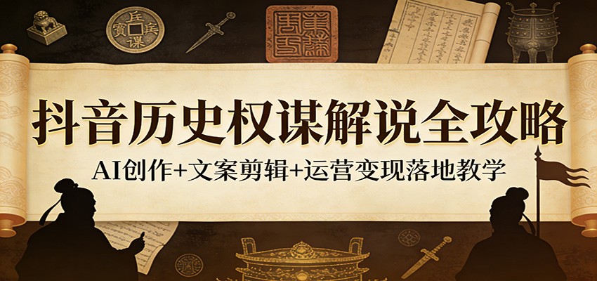 抖音历史权谋解说全攻略:AI创作+文案剪辑+运营变现落地教学|青心网创站