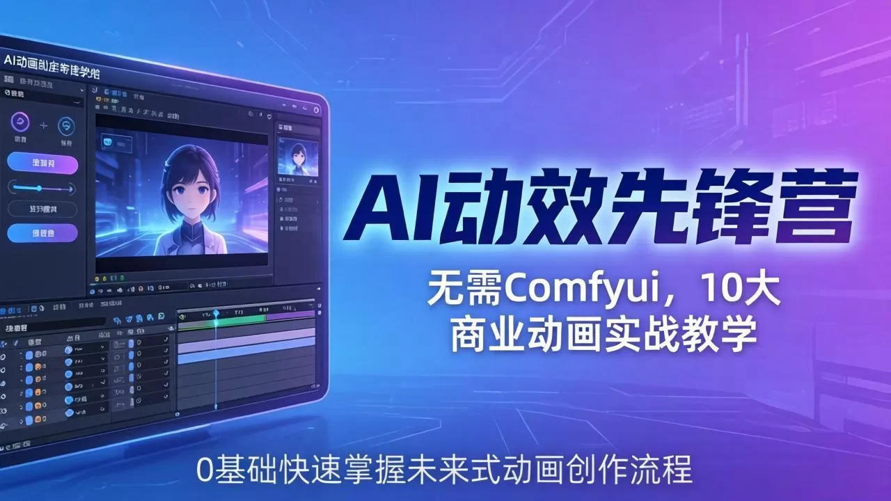 AI 动效先锋营：无需Comfyui，10大商业动画实战教学，0基础快速掌握未来式动画创作流程|青心网创站