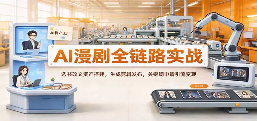 AI漫剧全链路实战：选书改文资产搭建，生成剪辑发布，关键词申请引流变现 - 青心资源站