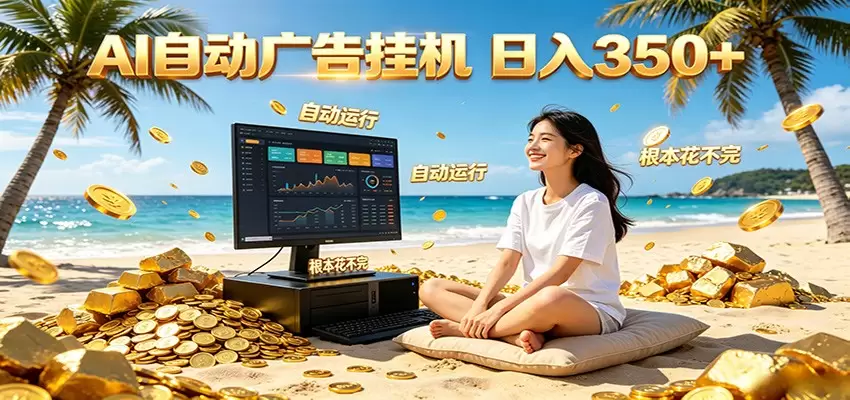 AI自动广告挂机 日入350+ 真正做到躺赚式变现，根本花不完！|青心网创站
