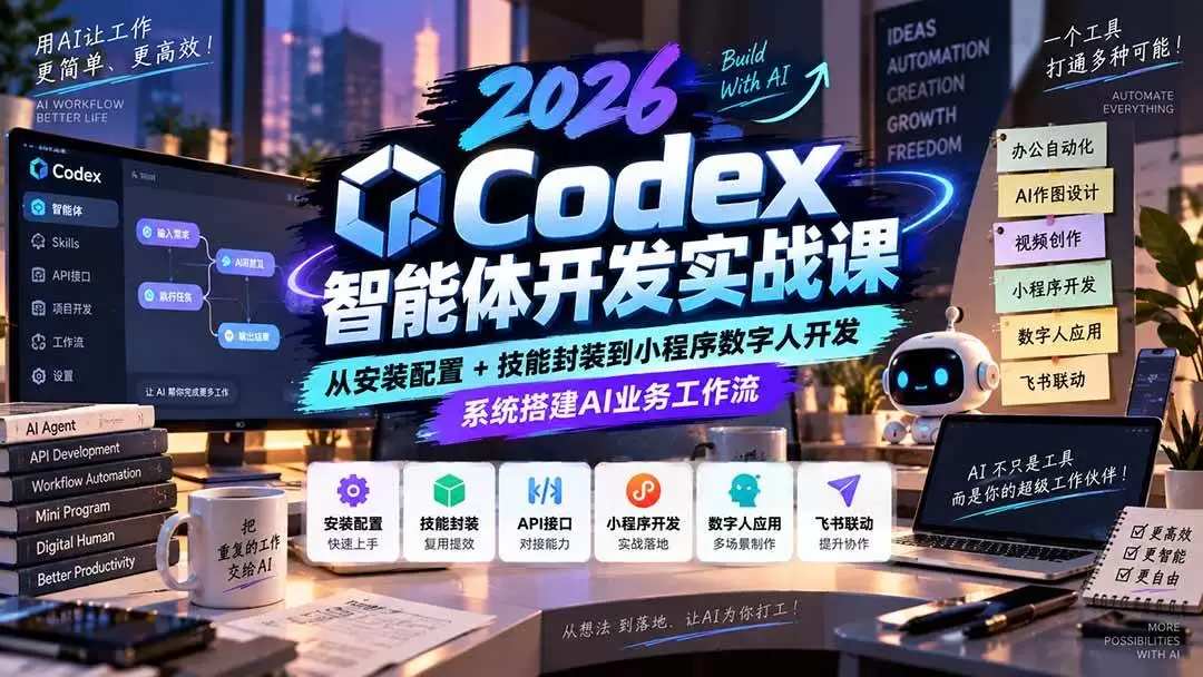 （20574期）2026Codex智能体开发实战课：从安装配置+技能封装到小程序数字人开发，系统搭建AI业务工作流 - 青心资源站