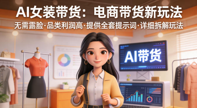 AI女装带货,电商带货新玩法,无需露脸,品类利润高,提供全套提示词,详细拆解玩法|青心网创站