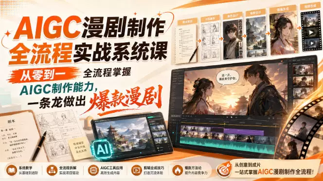 AIGC漫剧制作全流程实战系统课，从零到一全流程掌握AIGC制作能力，一条龙做出爆款漫剧 - 青心资源站