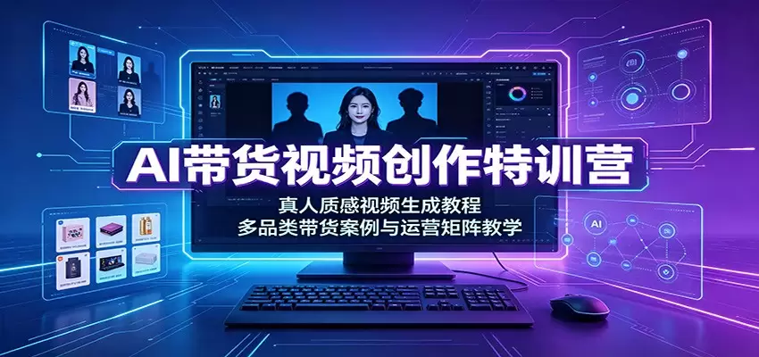 AI带货视频创作特训营：真人质感视频生成教程，多品类带货案例与运营矩阵教学|青心网创站