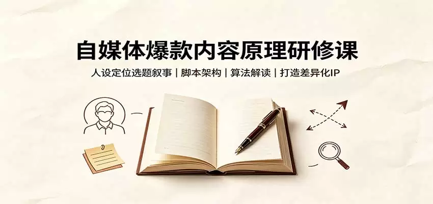 自媒体爆款内容原理研修课：人设定位选题叙事，脚本架构，算法解读打造差异化IP - 青心资源站