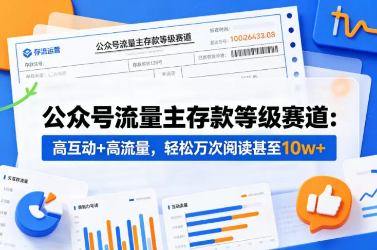 公众号流量主之存款等级赛道，高互动+高流量，轻松达到万次阅读，甚至10w+|青心网创站