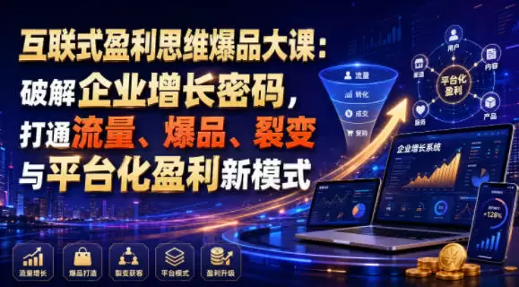 互联式盈利思维爆品大课：破解企业增长密码，打通流量、爆品、裂变与平台化盈利新模式|青心网创站