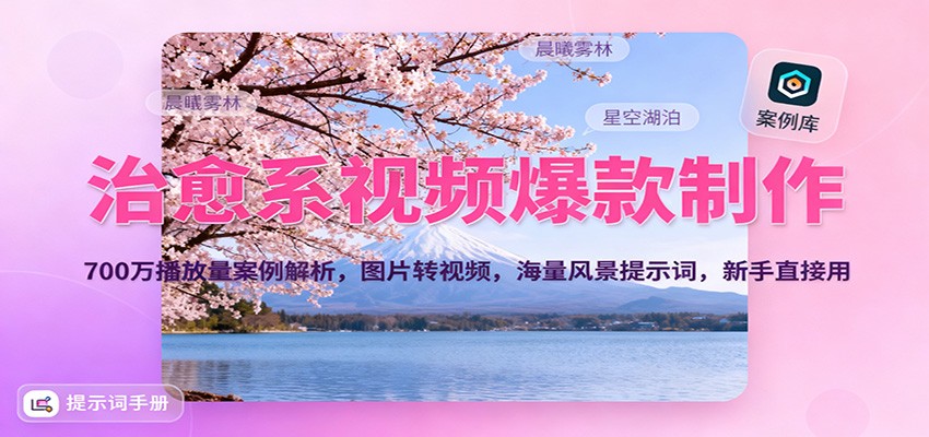 治愈系视频爆款制作,700万播放量案例解析,图片转视频,海量风景提示词,新手直接用-青心网创站