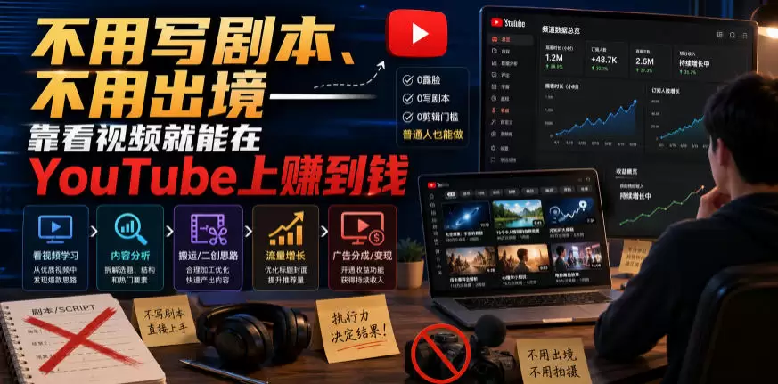 不用写剧本、不用出境——靠看视频就能在YouTube上賺到钱【原创双语字幕】|青心网创站