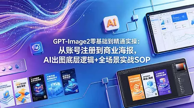 GPT-Image2零基础到精通实操：从账号注册到商业海报，AI出图底层逻辑+全场景实战SOP|青心网创站