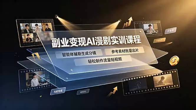 副业变现AI漫剧实训课程，智能体辅助生成分镜，参考素材批量出片，轻松制作流量短视频|青心网创站