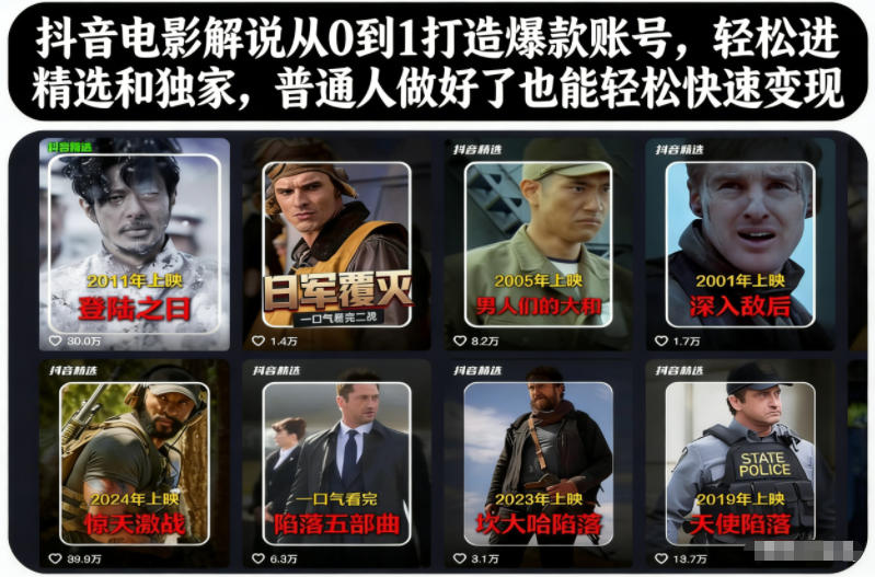 抖音电影解说从0到1打造爆款账号,轻松进精选和独家,普通人做好了也能轻松快速变现-青心网创站