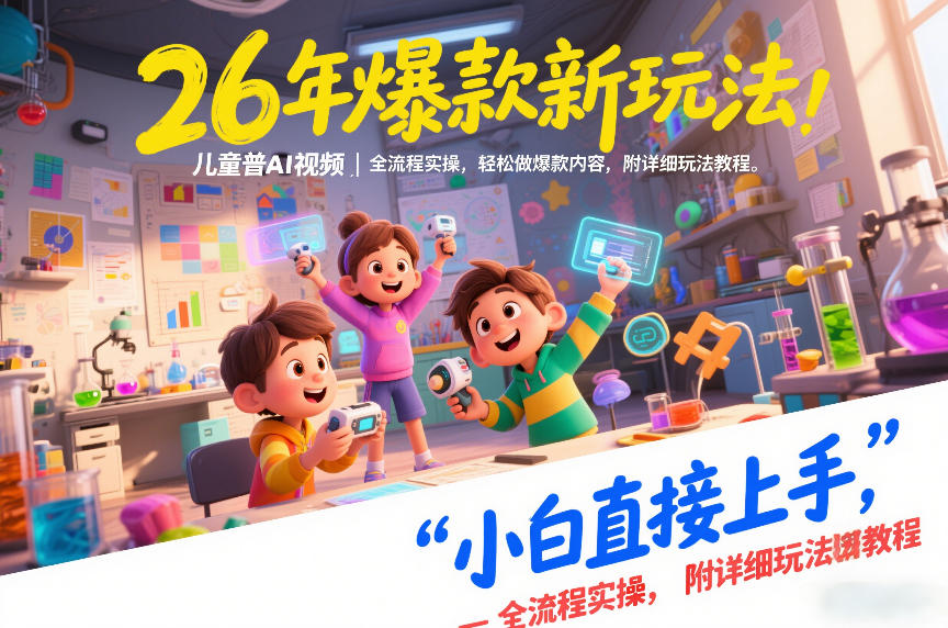 26年爆款新玩法,儿童科普AI视频,全流程实操,轻松做爆款内容,小白直接上手,附详细玩法教程青心网创青心网创站