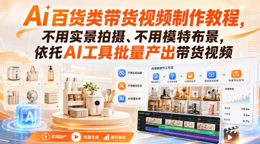 Ai百货类带货视频制作教程，不用实景拍摄、不用模特布景，依托AI工具批量产出带货视频 - 青心资源站