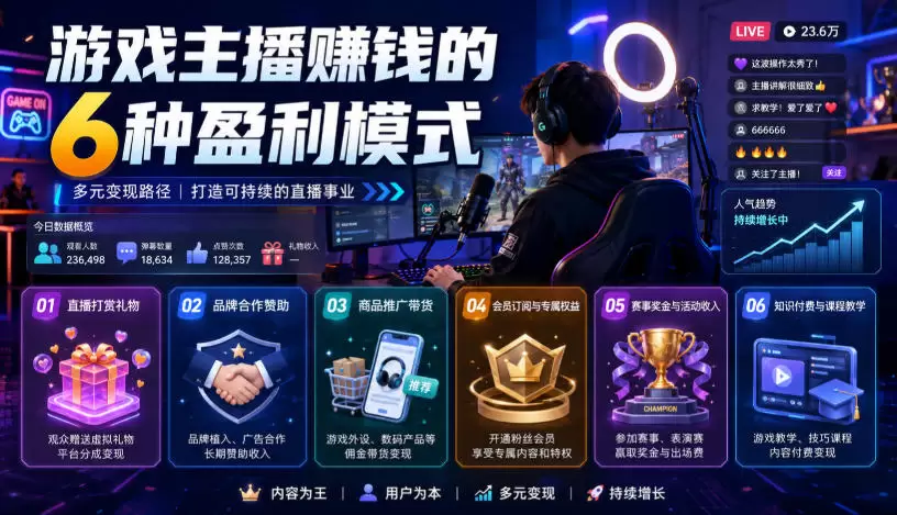 付费文章：游戏主播賺钱的6种盈利模式|青心网创站