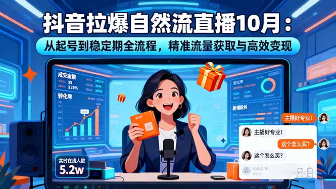 抖音拉爆自然流直播10月：从起号到稳定期全流程，精准流量获取与高效变现-青心网创站