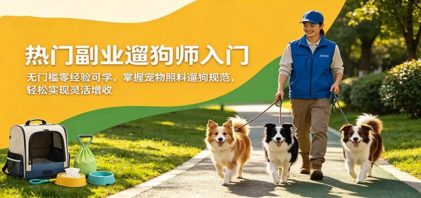 热门副业遛狗师入门，无门槛零经验可学，掌握宠物照料遛狗规范，轻松实现灵活增收|青心网创站
