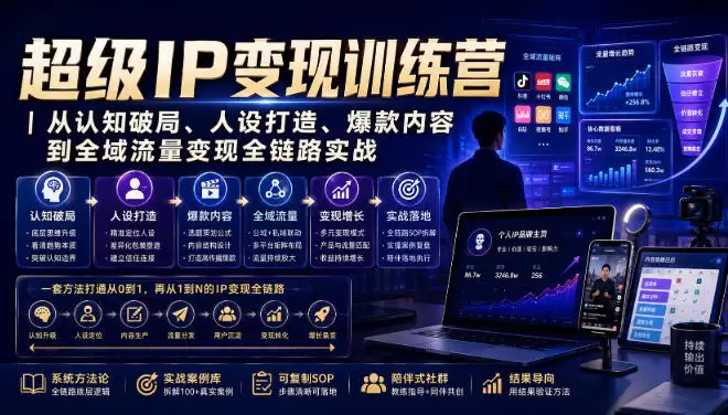 超级IP变现训练营｜从认知破局、人设打造、爆款内容到全域流量变现全链路实战|青心网创站
