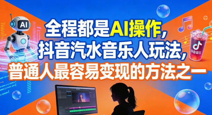 全程都是AI操作,抖音汽水音乐人玩法,普通人最容易变现的方法之一-青心网创站
