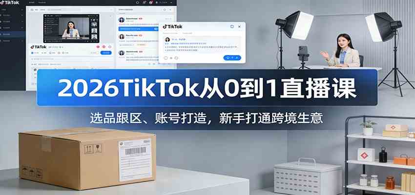 2026TikTok从0到1直播课:选品跟区、账号打造,新手打通跨境生意青心网创青心网创站