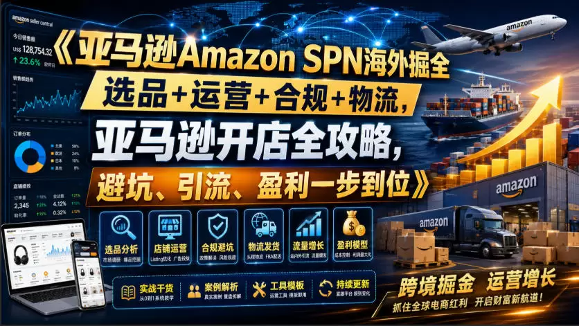 亚马逊Amazon SPN海外掘全，选品+运营+合规+物流，亚马逊开店全攻略，避坑、引流、盈利一步到位|青心网创站