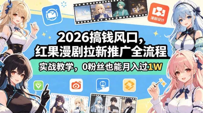 2026搞钱风口，红果漫剧拉新推广全流程实战教学，0粉丝也能月入过1W|青心网创站