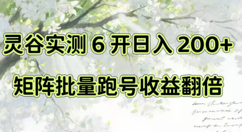 一台电脑就能做！灵谷实测6开日入200+，矩阵批量跑号收益翻倍【揭秘】 - 青心资源站