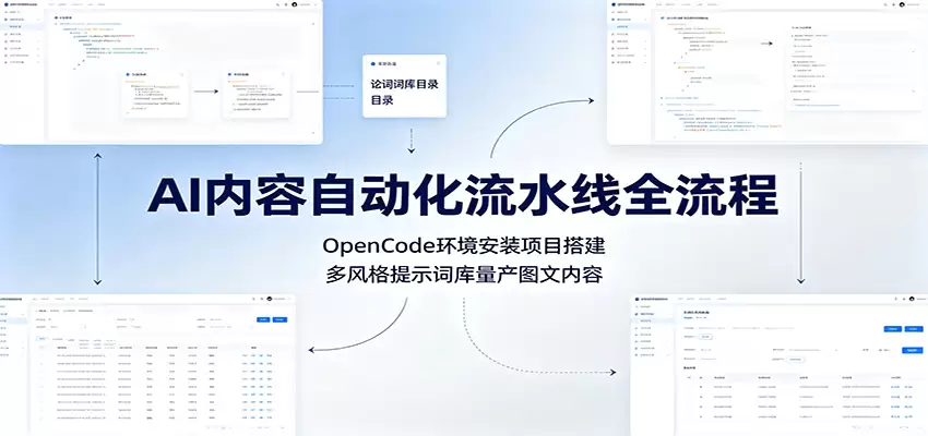 AI内容自动化流水线全流程：OpenCode环境安装项目搭建，多风格提示词库量产图文内容|青心网创站