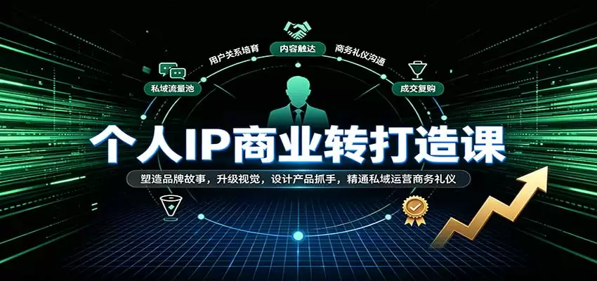 个人IP商业打造课:塑造品牌故事,升级视觉,设计产品抓手,精通私域运营商务礼仪 个人IP商业打造课:塑造品牌故事,升级视觉,设计产品抓手,精通私域运营商务礼仪