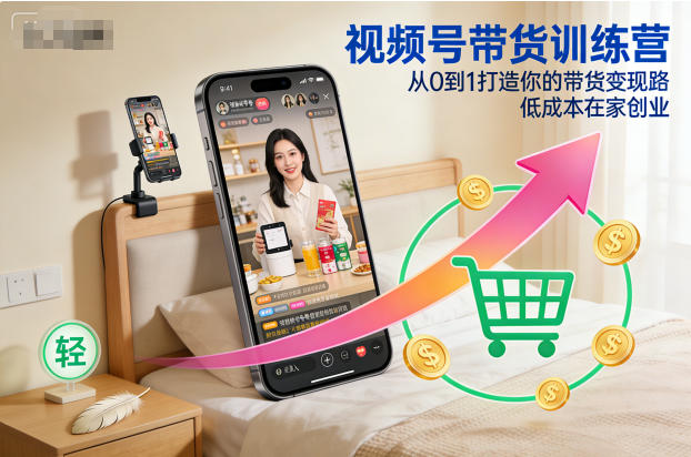 视频号带货训练营,从0到1打造你的带货变现路,低成本在家创业-青心网创站