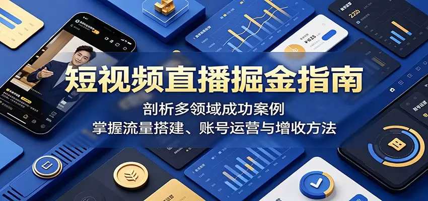 短视频直播掘金指南：剖析多领域成功案例，掌握流量搭建、账号运营与增收方法|青心网创站
