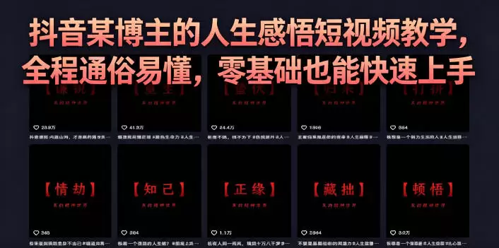 抖音某博主的灰太狼人生感悟短视频教学，全程通俗易懂，零基础也能快速上手|青心网创站