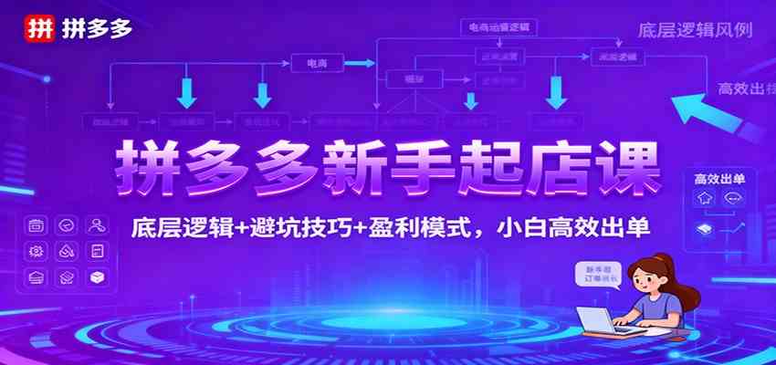 拼多多新手起店课：底层逻辑+避坑技巧+盈利模式，小白高效出单-青心网创站