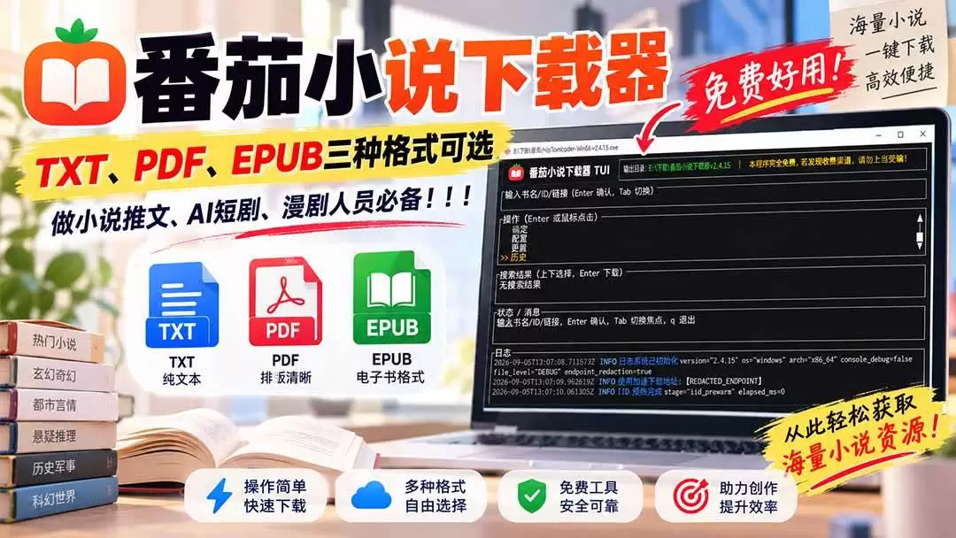 （20529期）番茄小说下载器，TXT、PDF、EPUB三种格式可选，做小说推文、AI短剧、漫剧人员必备！|青心资源站