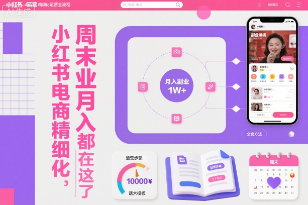 小红书电商精细化运营全流程，周末副业月入1W+，全套方法都在这了-青心网创站